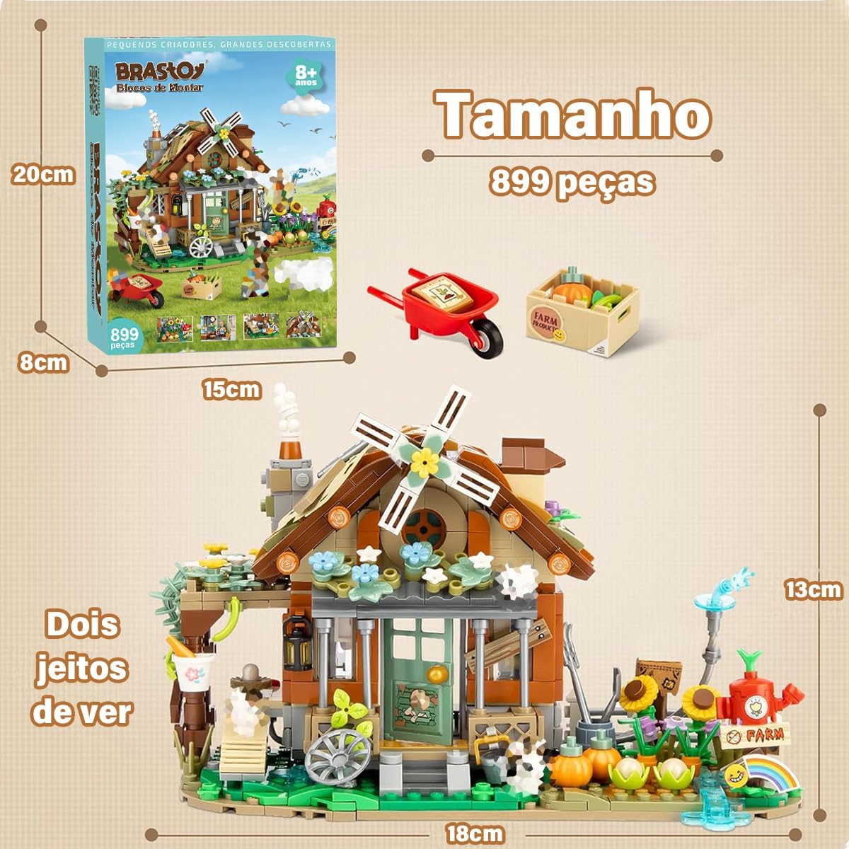 Conjunto de Blocos de Montar Construção Fazenda em Miniatura - Modelos Criativos de Animais de Fazenda, Blocos DIY - Imagem 2