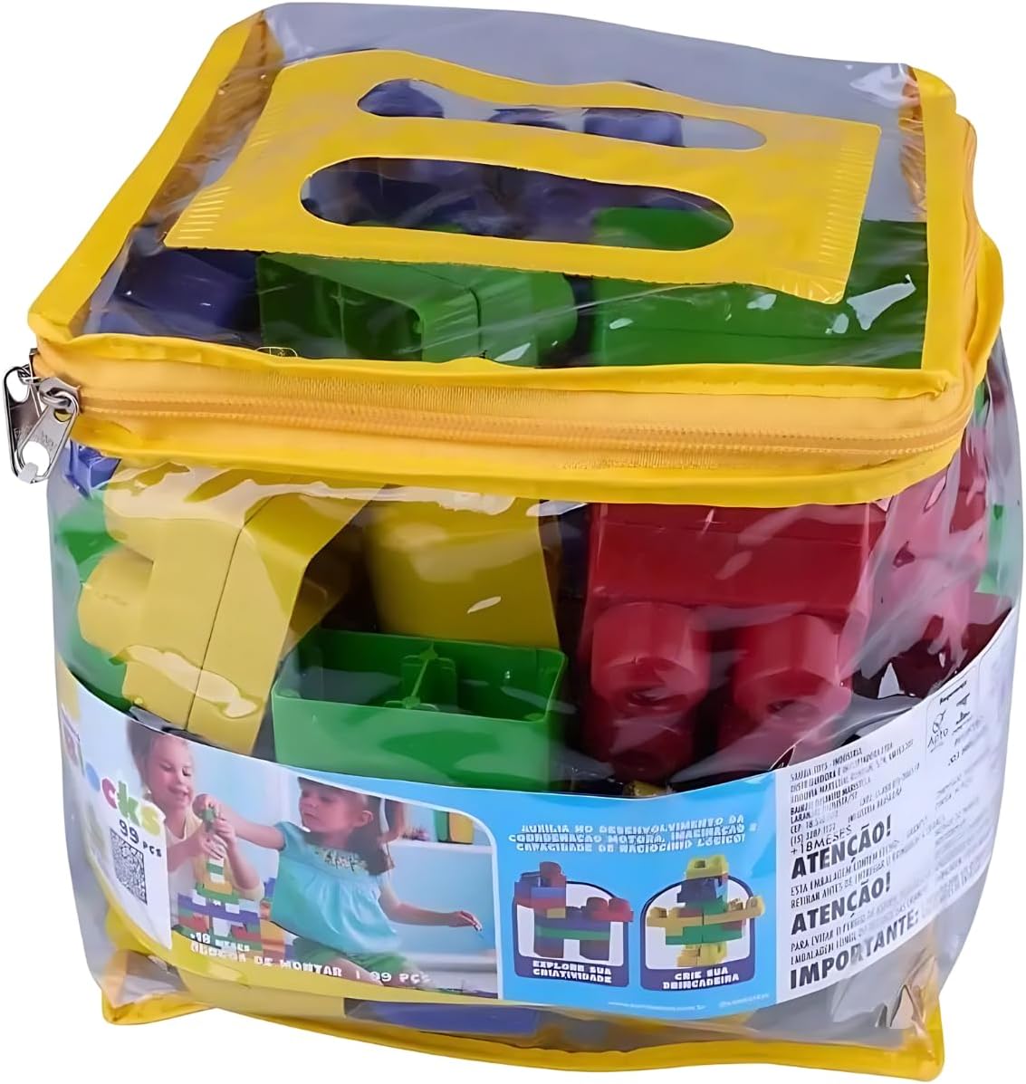 Brinquedo Educativo Pedagógico Blocos de Montar com Bolsa Organizadora para Crianças (99 peças) - Imagem 5