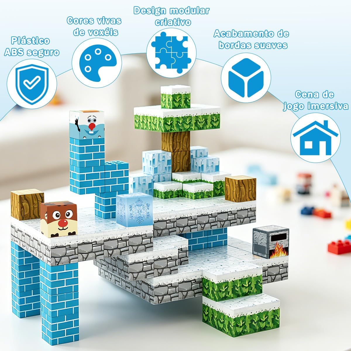 Blocos de Montar Magnéticos Construção Brinquedos Infantil (54 Peças Cubos Magnéticos) - Imagem 4