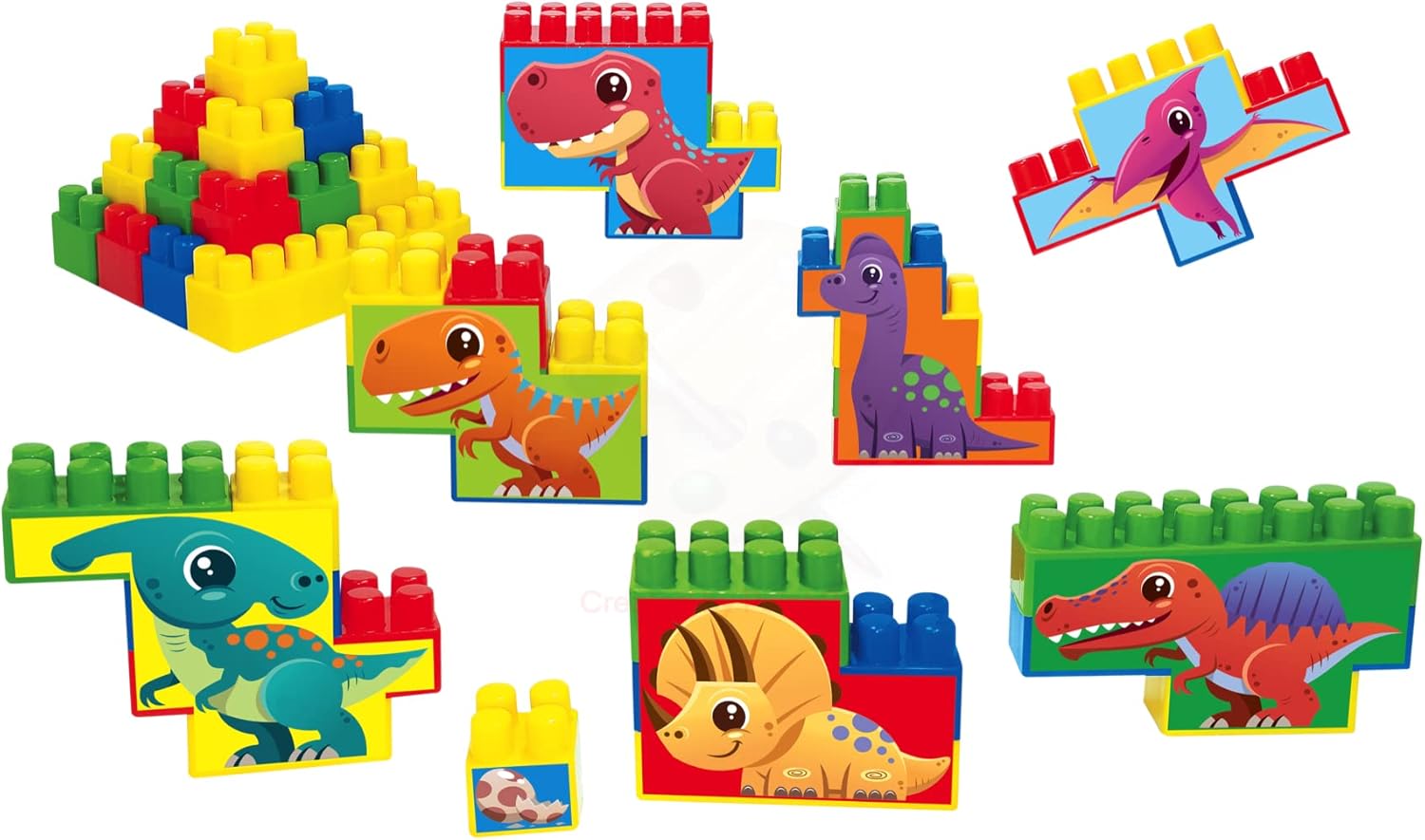 Blocos de Montar Montando Meu Parque do Dinossauro 48 Peças, GGB Plast, 361, Multicor - Imagem 2