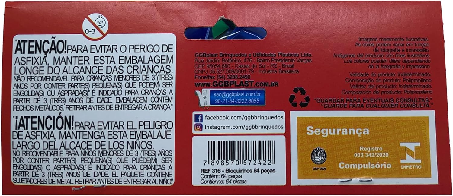 Blocos de Montar Bloquinhos 64 Peças, GGB Plast - Imagem 7