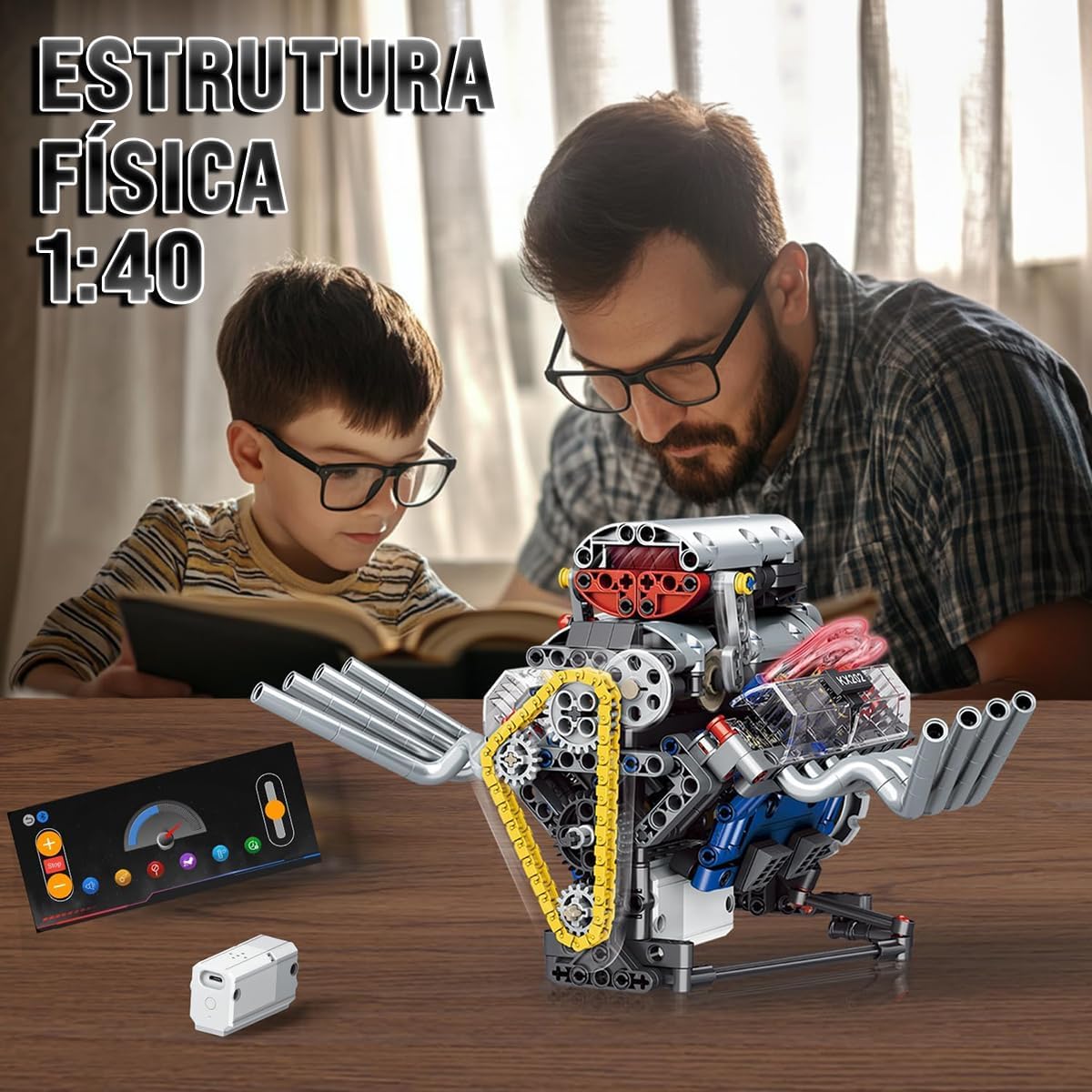Blocos de Montar de Motor V8 - Kit de Construção de Engenharia para Maiores de 14 Anos (665 peças) - Imagem 7