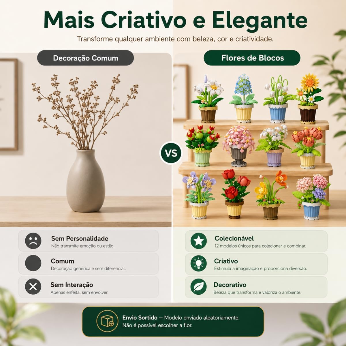 Bloco de Montar Colecionável Flor Decorativa Kidino Envio Sortido de 1 Unidade das 12 Disponíveis Conforme imagens - Imagem 5