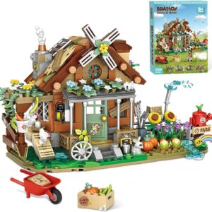 Conjunto de Blocos de Montar Construção Fazenda em Miniatura - Modelos Criativos de Animais de Fazenda, Blocos DIY