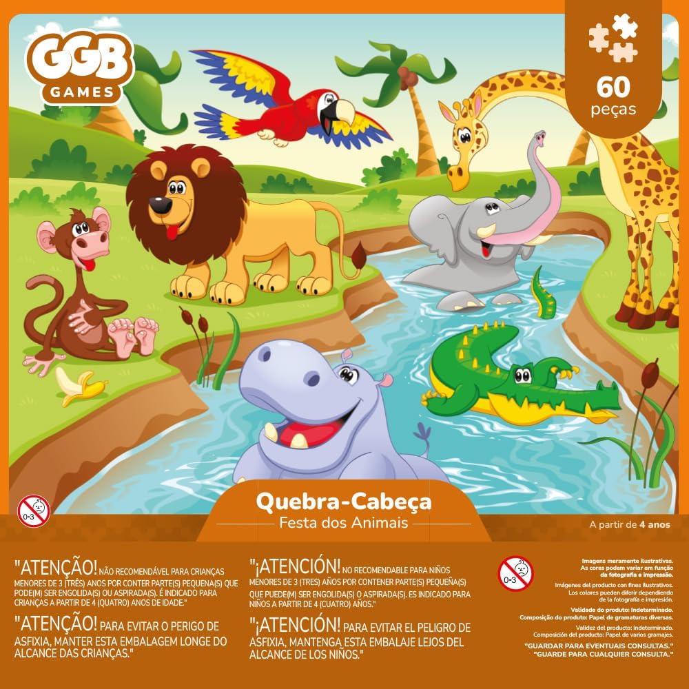 Puzzle Quebra Cabeça Infantil Festa Dos Animais 60 Peças - Imagem 4