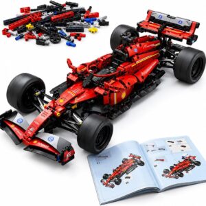 Blocos de Montar Carro Fórmula Racing, 1500 Peças, Escala 1:10, Vermelho
