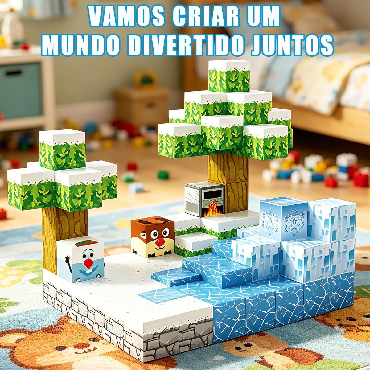 Blocos de Montar Magnéticos Construção Brinquedos Infantil (54 Peças Cubos Magnéticos) - Imagem 3