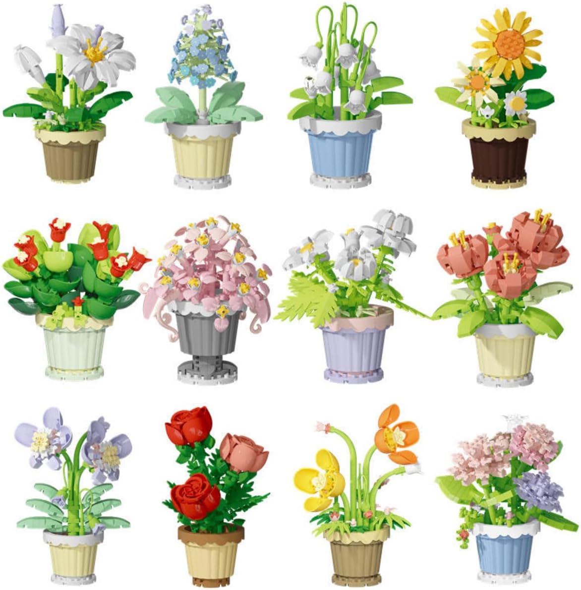 Bloco de Montar Colecionável Flor Decorativa Kidino Envio Sortido de 1 Unidade das 12 Disponíveis Conforme imagens