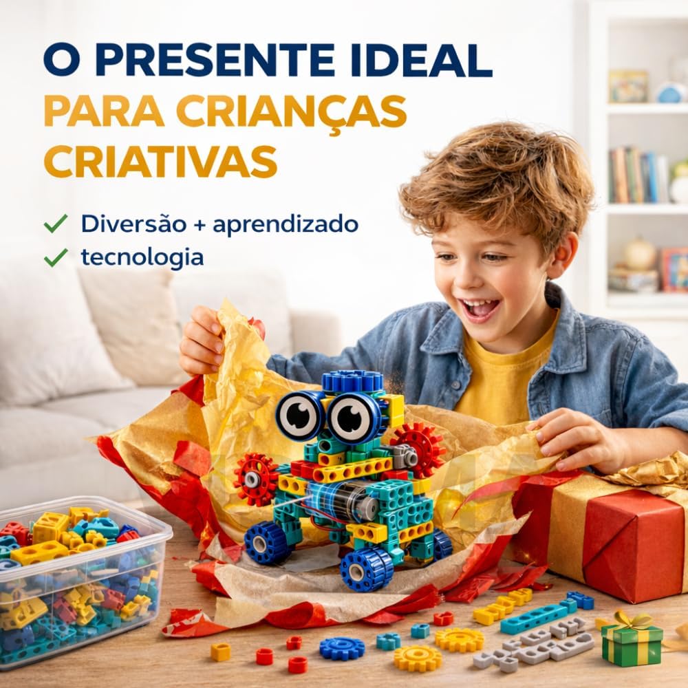 Blocos de Montar Robô (14 em 1) com 1 Motor Elétrico – 180 Peças, Kit Robótica STEM Educativo, Brinquedo Engenharia Criativa, Presente Inteligente para Crianças - Imagem 6