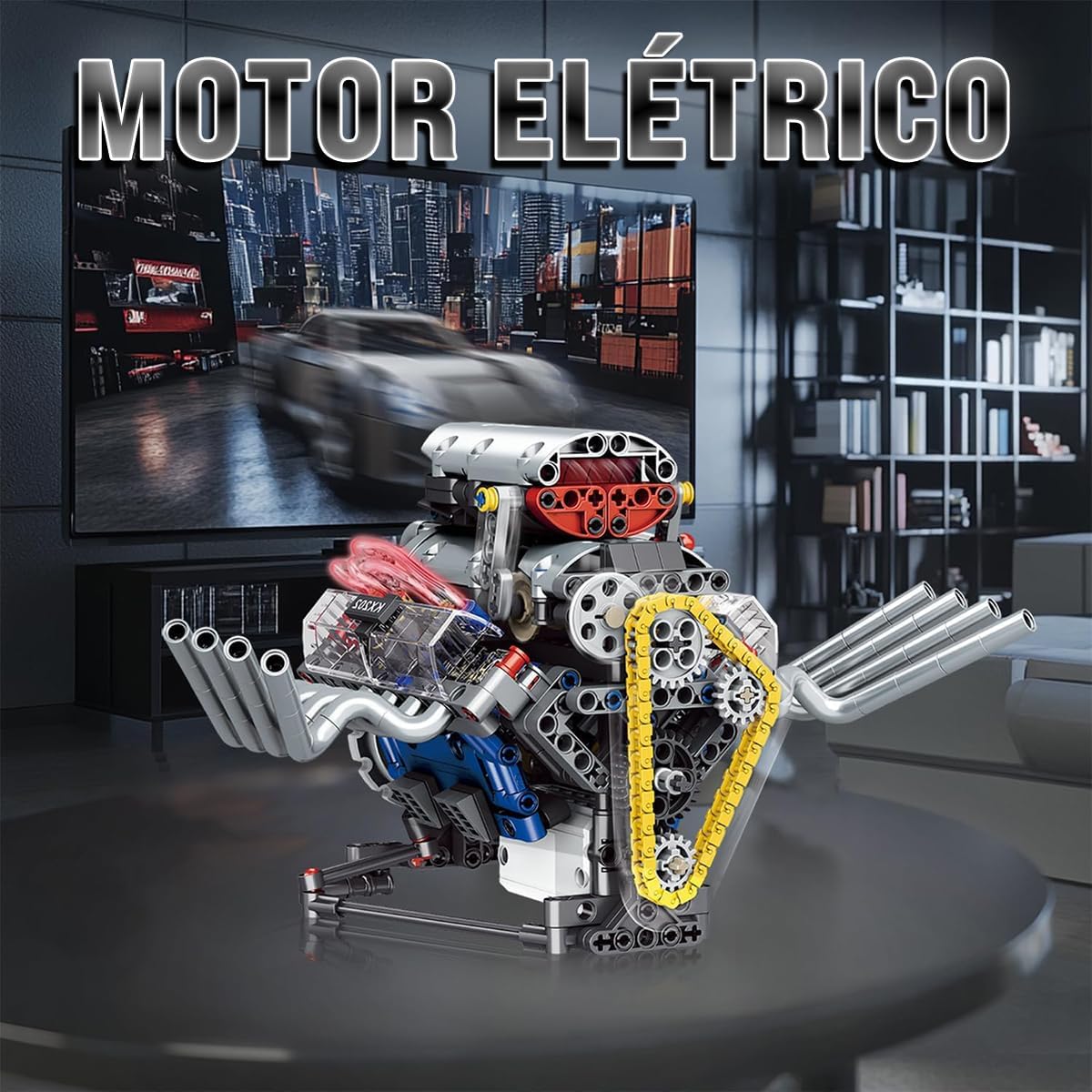 Blocos de Montar de Motor V8 - Kit de Construção de Engenharia para Maiores de 14 Anos (665 peças) - Imagem 4