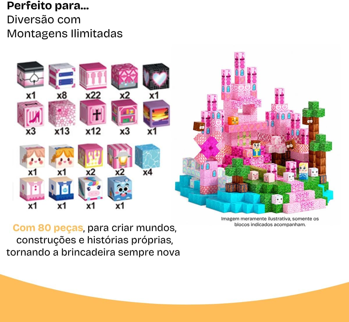 Blocos Magneticos Infantil Feminino de Montar - 80 Peças, Bloco de Montar, Cubo Magnetico, Conjunto De Construção De Mundo Florestal, Brinquedos Sensoriais Stem Montessori - Imagem 3
