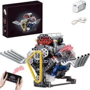 Blocos de Montar Construção de Motor V8 Modelo Kits Brinquedos (665 Peças)