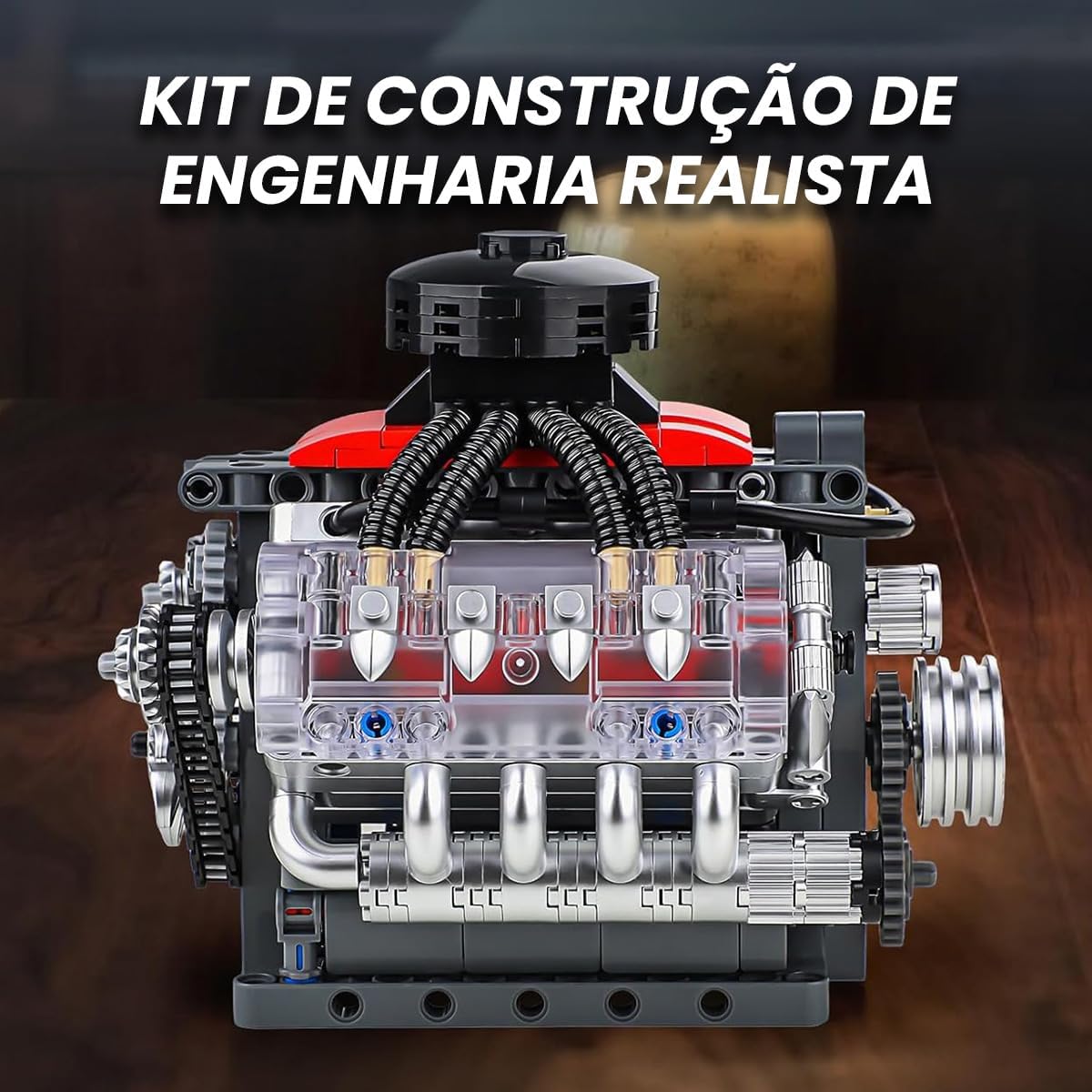 Blocos de Montar Construção Motor V8 - Modelo Funcional, Presente para Entusiastas de Engenharia Automotiva (14+) - Imagem 6