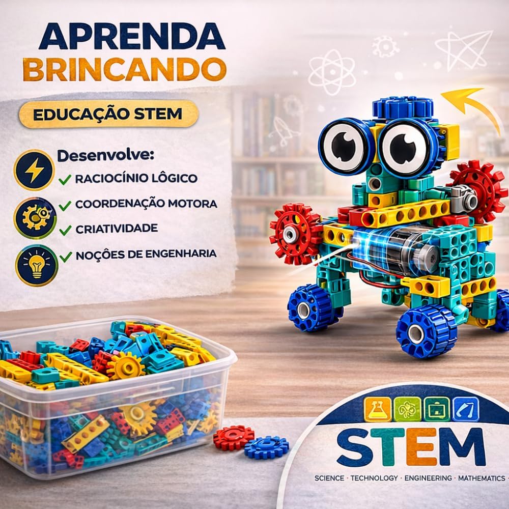 Blocos de Montar Robô (14 em 1) com 1 Motor Elétrico – 180 Peças, Kit Robótica STEM Educativo, Brinquedo Engenharia Criativa, Presente Inteligente para Crianças - Imagem 5