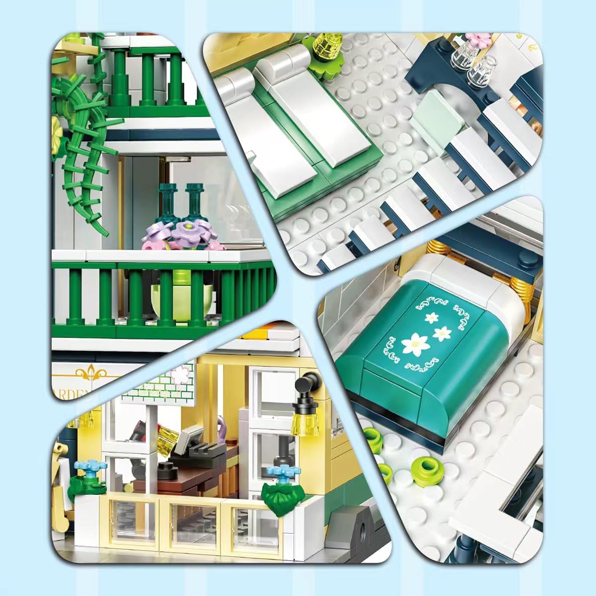 Blocos de Montar Construção City Garden Hotel - Modelos de Casas, Blocos para Adultos e Adolescentes - Imagem 3