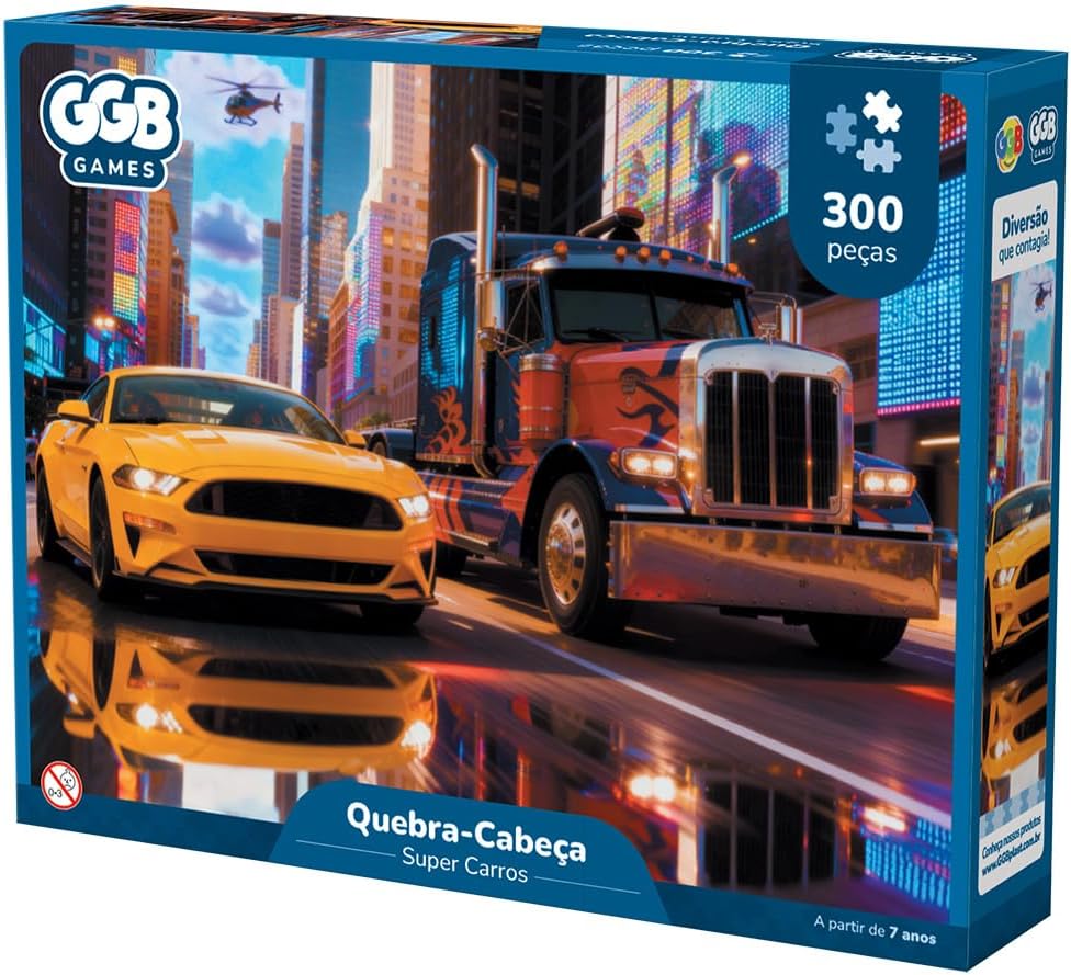 GGB Plast Quebra-Cabeça 300 Peças Super Carros