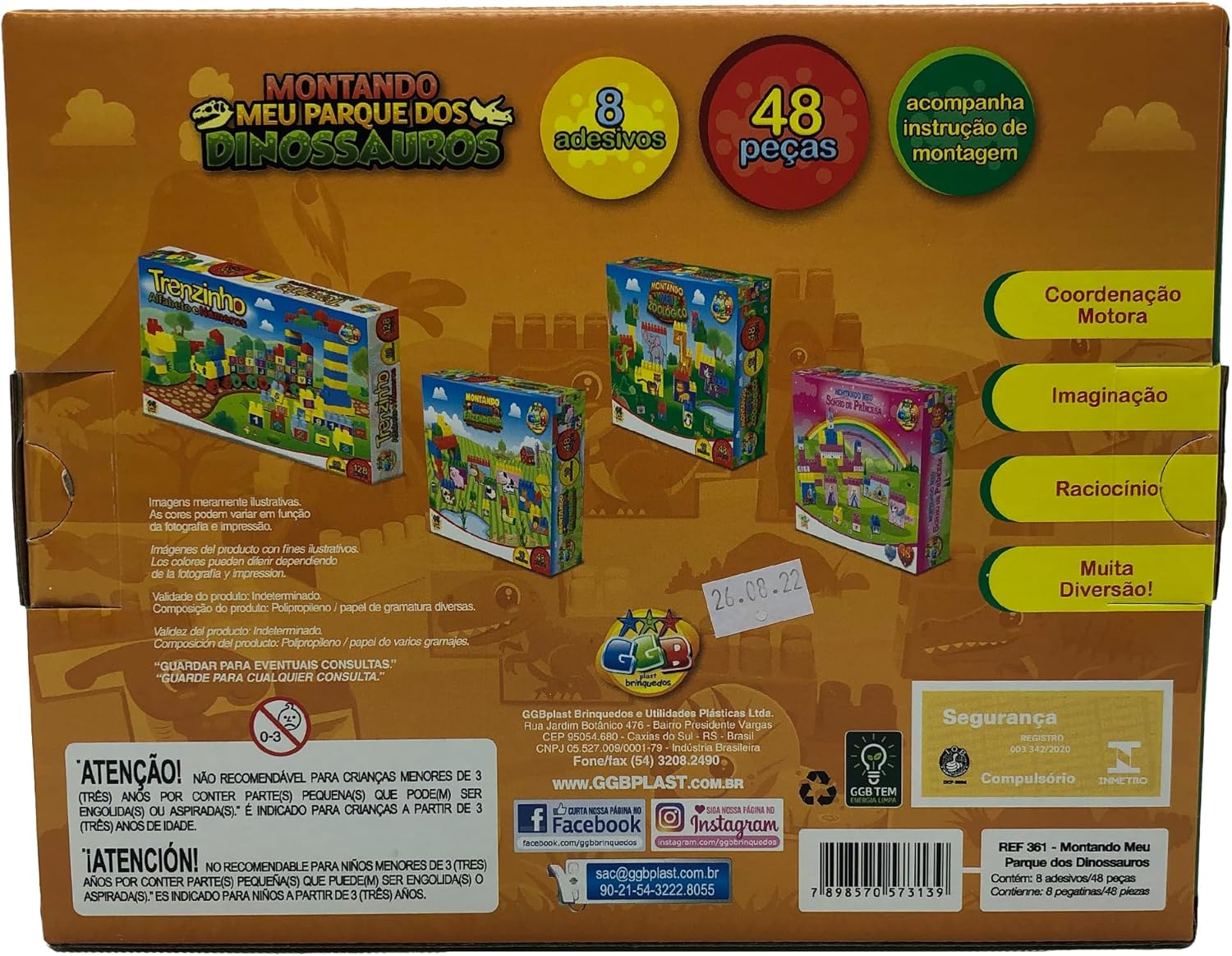 Blocos de Montar Montando Meu Parque do Dinossauro 48 Peças, GGB Plast, 361, Multicor - Imagem 3
