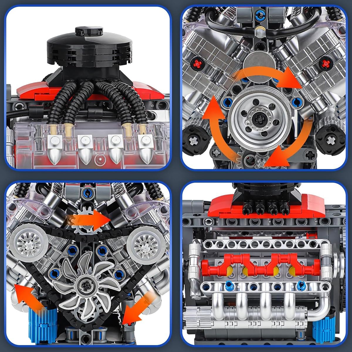 Blocos de Montar Construção Motor V8 - Modelo Funcional, Presente para Entusiastas de Engenharia Automotiva (14+) - Imagem 3