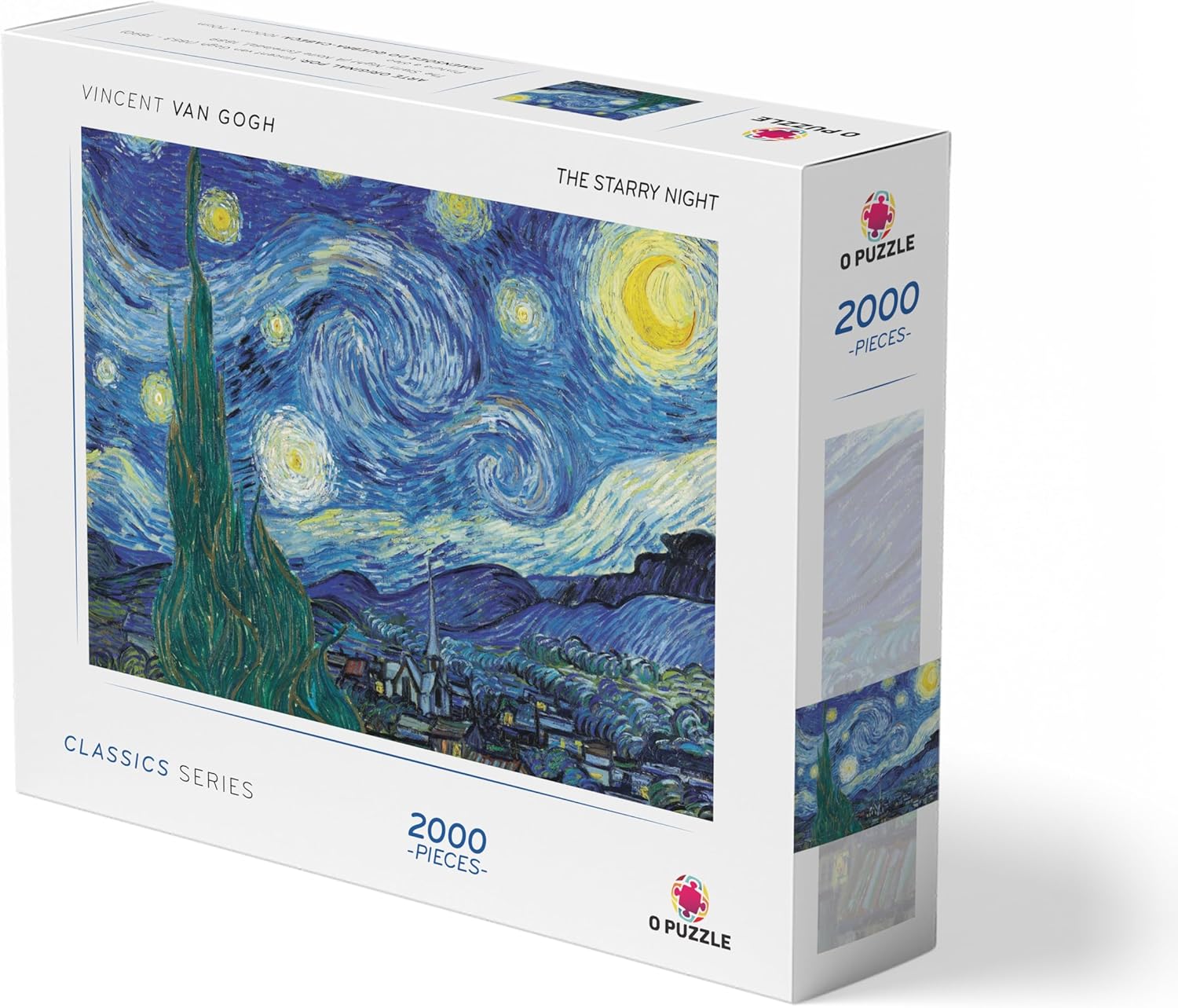 Quebra-Cabeça 2000 Peças - A Noite Estrelada (The Starry Night), Van Gogh | Com Pôster em Tamanho Real | Premium | Adulto e Infantil | Relaxamento, Desafio e Presente Criativo |100x70cm Montado - Imagem 2