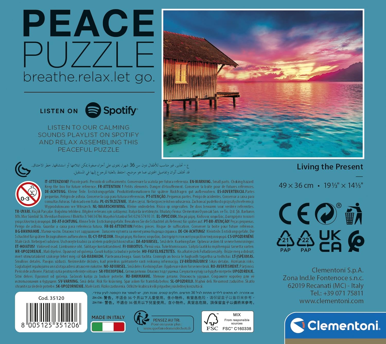 Clementoni Quebra-cabeça adulto PZL 500 PEACE PUZZLE FEITO NA ITÁLIA - Imagem 3