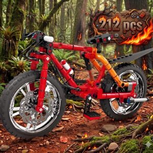 EXPERIÊNCIA PERFEITA - Kit +200 peças Conjunto de Blocos de Montar Construção Miniatura Bike Profissional com Mola Presente para Adultos e Crianças (BIKE VERMELHO FOGO 212PÇS)