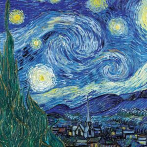 Quebra-Cabeça 2000 Peças - A Noite Estrelada (The Starry Night), Van Gogh | Com Pôster em Tamanho Real | Premium | Adulto e Infantil | Relaxamento, Desafio e Presente Criativo |100x70cm Montado